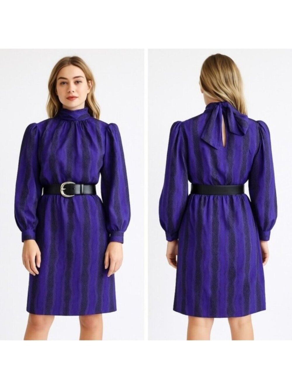 Vintage 1970s The Silk Farm 100% Silk Purple Snakeskin Dress